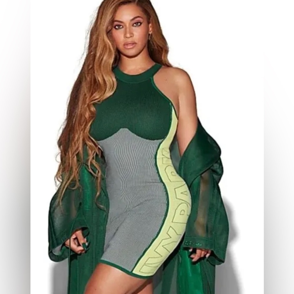 ADIDAS X IVY PARK GREEN KNIT LOGO DRESS